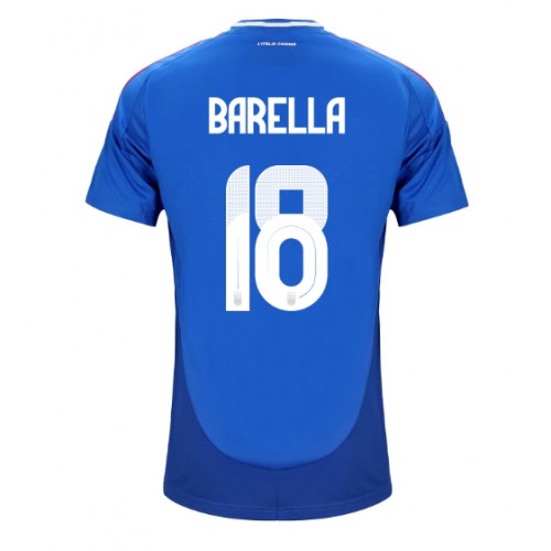 Fotballdrakt Herre Italia Nicolo Barella #18 Hjemmedrakt EM 2024 Kortermet